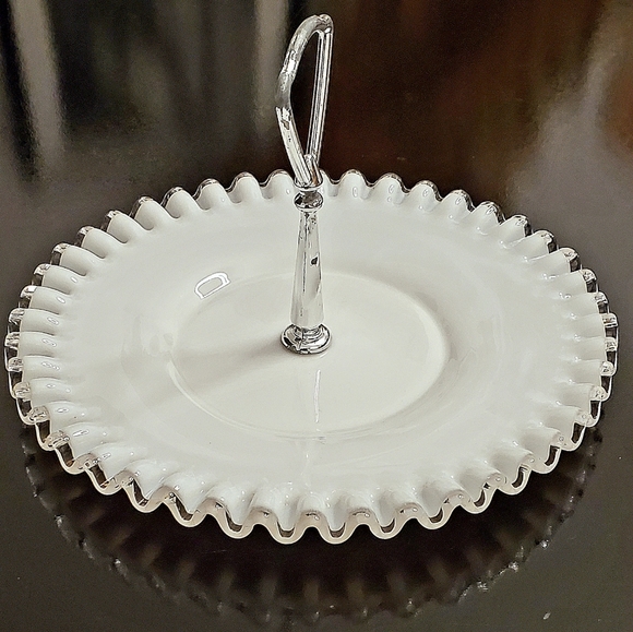 Vntg "Silver Crest" 8 1/2" Tidbits Serving Plate by Fenton GUC 🇺🇸 - Picture 8 of 9